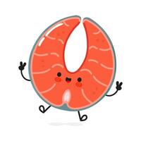 Red fish salmon jumping character vector