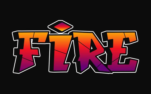 Fire - single word, letters graffiti style