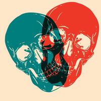 Skull. Colorful cute screen printing effect. Riso print effect. Graphic element for fabric, textile, clothing, wrapping paper, wallpaper, poster. vector