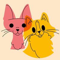 Cats. Avatar, badge, poster, logo templates, print. illustration in a minimalist style with Riso print effect. Flat cartoon style vector