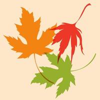 Autumn falling leaves. illustration with risograph print effect vector