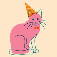 Cat. Avatar, badge, poster, logo templates, print. illustration in a minimalist style with Riso print effect. Flat cartoon style vector
