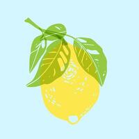 Lemon. Colorful cute screen printing effect. Riso print effect. Graphic element for fabric, textile, clothing, wrapping paper, wallpaper, poster. vector