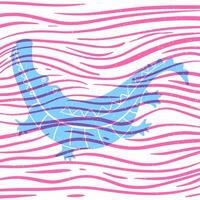 Cute alligator. Colorful cute screen printing effect. Riso print effect. Graphic element for fabric, textile, clothing, wrapping paper, wallpaper vector