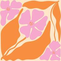 Floral abstract elements. Botanical composition. Modern trendy Matisse minimal style. Floral poster, invite. vector