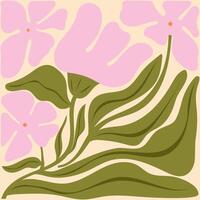 Floral abstract elements. Botanical composition. Modern trendy Matisse minimal style. Floral poster, invite. vector