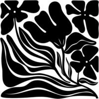 Floral abstract elements. Botanical black and white composition. Modern trendy Matisse minimal style. Floral poster, invite. vector