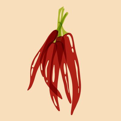 Pepper. Colorful cute screen printing effect. Riso print effect. illustration. Graphic element for fabric, textile, clothing, wrapping paper, wallpaper, poster.