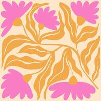 Floral abstract elements. Botanical composition. Modern trendy Matisse minimal style. Floral poster, invite. vector