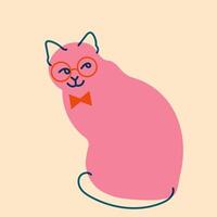 Cat. Avatar, badge, poster, logo templates, print. illustration in a minimalist style with Riso print effect. Flat cartoon style vector