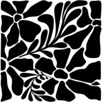Floral abstract elements. Botanical black and white composition. Modern trendy Matisse minimal style. Floral poster, invite. vector