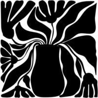 Floral abstract elements. Botanical black and white composition. Modern trendy Matisse minimal style. Floral poster, invite. vector