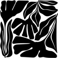 Floral abstract elements. Botanical black and white composition. Modern trendy Matisse minimal style. Floral poster, invite. vector