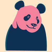 Panda. Avatar, badge, poster, logo templates, print. illustration in a minimalist style with Riso print effect. Flat cartoon style vector