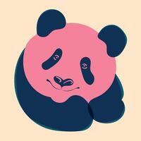 Panda. Avatar, badge, poster, logo templates, print. illustration in a minimalist style with Riso print effect. Flat cartoon style vector