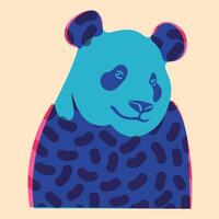 Panda. Avatar, badge, poster, logo templates, print. illustration in a minimalist style with Riso print effect. Flat cartoon style vector