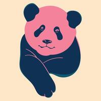 Panda. Avatar, badge, poster, logo templates, print. illustration in a minimalist style with Riso print effect. Flat cartoon style vector