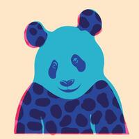Panda. Avatar, badge, poster, logo templates, print. illustration in a minimalist style with Riso print effect. Flat cartoon style vector