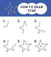 How to draw star step by step for learning, kid, education and coloring book vector