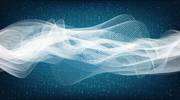 Neon Digital Sound Wave on Dark Blue Background,technology and earthquake wave diagram concept,design for music studio and science, Illustration. vector