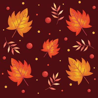 autumn leafs plants and branches foliage pattern