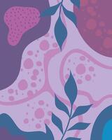 purple abstrac organic shape with leafs background vector