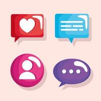 bundle of speech bubbles and user icons vector