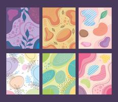 six abstracs organics set backgrounds vector