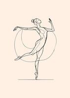 a graceful ballerina captured in a continuous line drawing. This minimalist illustration features a ballerina in a flowing pose, showcasing the beauty of dance through clean, vector