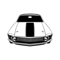 Front view classic car illustration,Black and white car for conceptual design vector