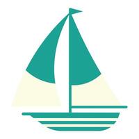 Boat in cartoon style on white background. Isolated icon. vector