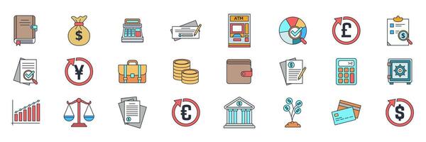 accounting icons set, Included icons as Audit, pie chart, Dollar Sign, Investment and more symbols collection, logo isolated illustration vector