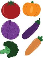 SET OF VEGETABLES FLAT DESIGN ELEMENT vector