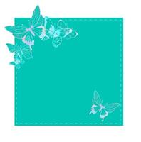 Square Paper Note list with texture and Butterflies. Sheet template for notebook with metallic decor extending beyond the sheet. Scrapbooking, printing and gift label vector