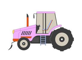 Modern tractor 2D cartoon object. Agriculture truck. Farm machinery for field soil processing isolated flat element white background. Agricultural technology color spot illustration vector