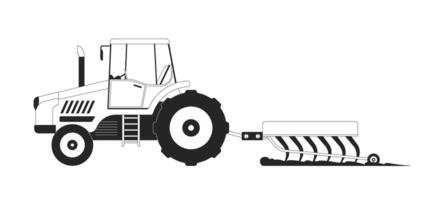 Tractor working in field 2D cartoon object. Powerful agricultural machine plowing soil isolated flat element white background. Machinery usage at farm industry color spot illustration vector