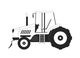 Modern tractor 2D cartoon object. Agriculture truck. Farm machinery for field soil processing isolated flat element white background. Agricultural technology color spot illustration vector