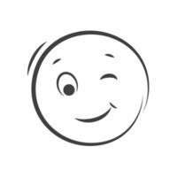 Cute abstract cartoon character, cool status. Winking face simple form. Mascot expressing emotions. vector