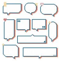 collection set of retro game 8bit pixel art speech bubble balloon vector