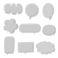 collection set of minimal doodle hand draw speech bubble balloon, think speak talk text box banner vector