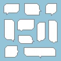 collection set of retro game 8bit pixel speech bubble balloon black and white color vector