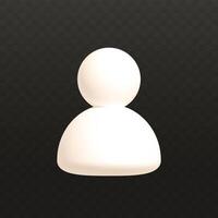 Realistic 3d user icon. Human person symbol in plastic cartoon style. Social network profile badge, abstract business avatar for website profile vector