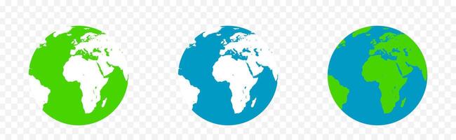 Globe icons set. Simple icons planet Earth with continents vector