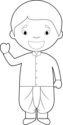 Easy coloring cartoon character from Thailand dressed in the traditional way Illustration.