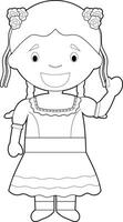 Easy coloring cartoon character from Chile dressed in the traditional way Illustration. vector