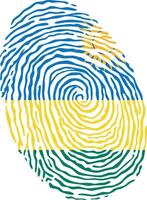 Fingerprint colored with the national flag of Rwanda vector