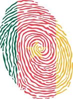 Fingerprint colored with the national flag of Cameroon vector