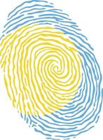 Fingerprint colored with the national flag of Palau vector