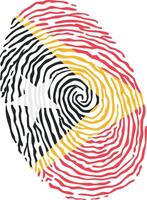Fingerprint colored with the national flag of East Timor vector