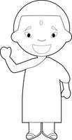 Easy coloring cartoon character from Nepal dressed in the traditional way Illustration. vector